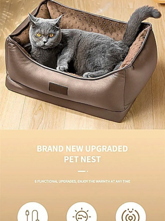 Heated Dog & Cat Bed 5v Kourk – L55xW40xH25cm – Memory Foam – 3 Heat Levels – Removable Washable Cushions – Gray