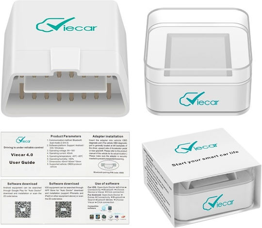 Viecar Multibrand Diagnostic Interface Dual Bluetooth 4.0 White Dedicated App iOS Android