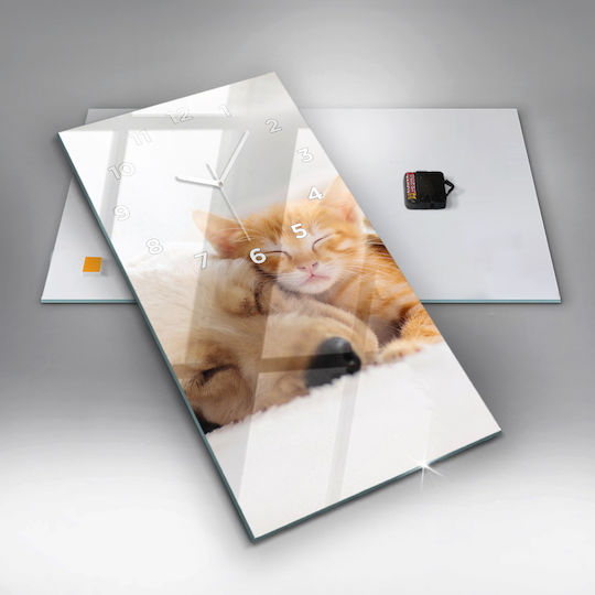 Tulup Αθόρυβο Ρολόι Τοίχου Γυάλινο Κίτρινο 30x60cm