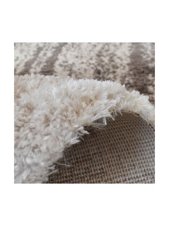 Shaggy Geometric Covor Rectangular Bej-maro