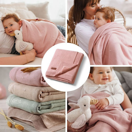 Babyono Одеяло Детски пелени за пелени 100% памук Розов 75x100см.