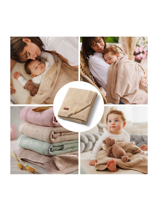 Babyono Κουβέρτα Αγκαλιάς & Λίκνου Βαμβακερή Μπεζ 75x100εκ.