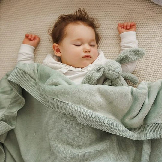 Babyono Одеяло Детски пелени за пелени 100% памук Зелено 75x100см.