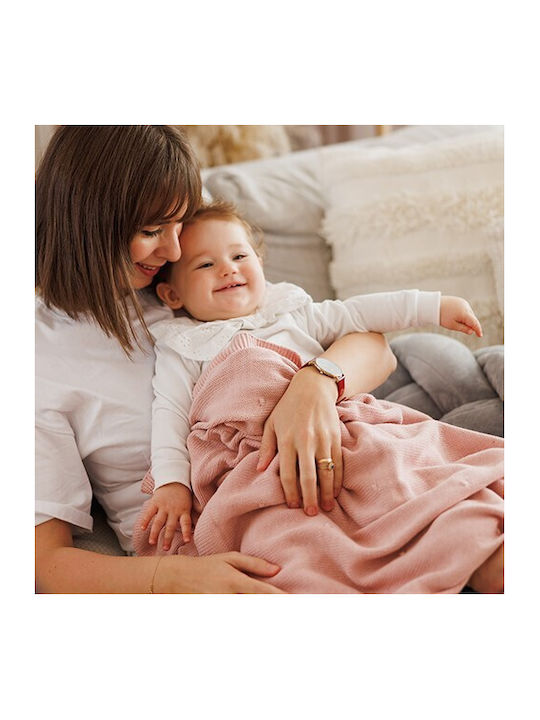 Babyono Κουβέρτα Αγκαλιάς & Λίκνου Βαμβακερή Ροζ 75x100εκ.