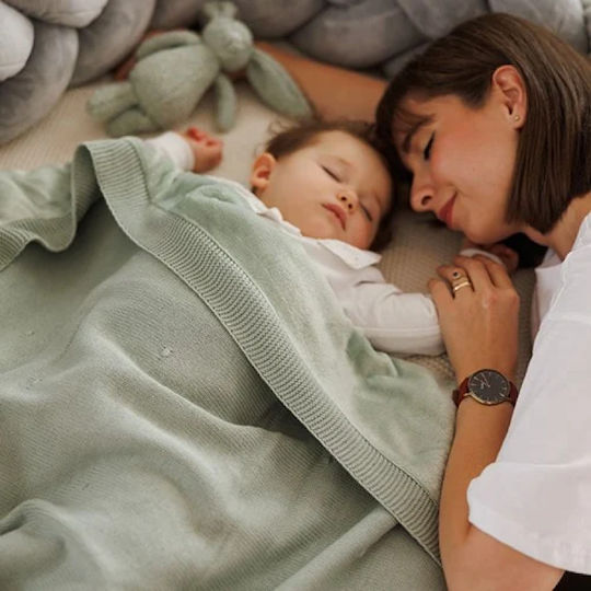 Babyono Одеяло Детски пелени за пелени 100% памук Зелено 75x100см.