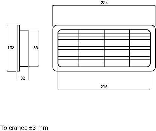 Plastic Abs Vent Louvers 22x9cm Rectangles