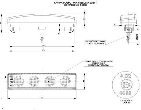 WAS LKW-Volumenleuchten Gelbe 4led 12v24v Scania