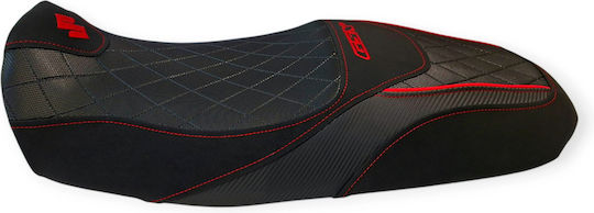 Gsx1400 Suzuki Anti-Slip Quilted Baklavadoto Alcantara Look Seat Cover Red Stitching Piping Logos