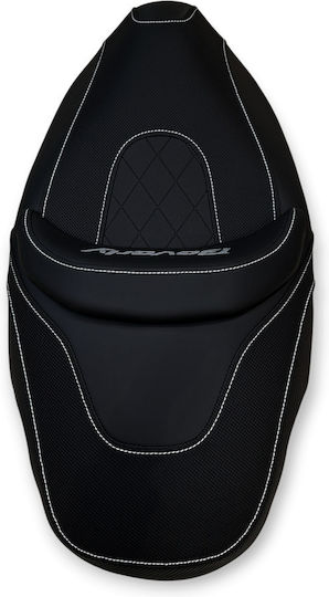 Beverly350 Piaggio '13 Anti-Slip Quilted Baklavato Motorcycle Seat Cover Carbon Look White Stitching Light Grey Logo