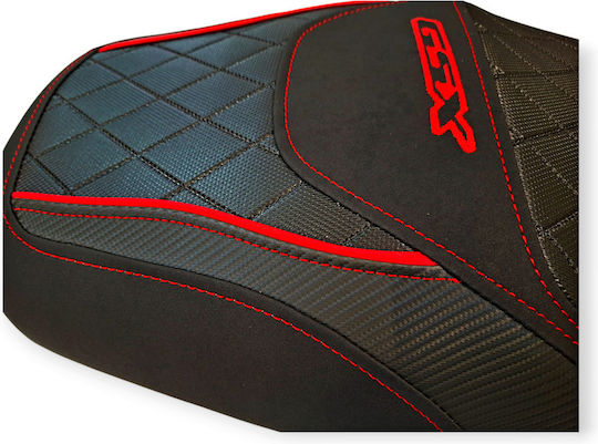 Gsx1400 Suzuki Anti-Slip Quilted Baklavadoto Alcantara Look Seat Cover Red Stitching Piping Logos