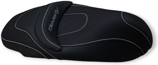 Beverly350 Piaggio '13 Anti-Slip Quilted Baklavato Motorcycle Seat Cover Carbon Look White Stitching Light Grey Logo