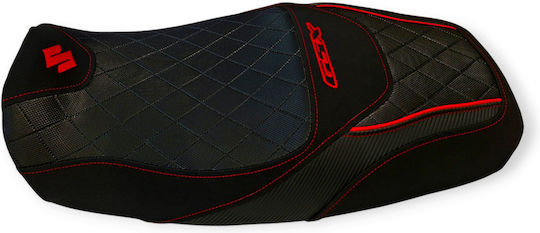 Gsx1400 Suzuki Anti-Slip Quilted Baklavadoto Alcantara Look Seat Cover Red Stitching Piping Logos