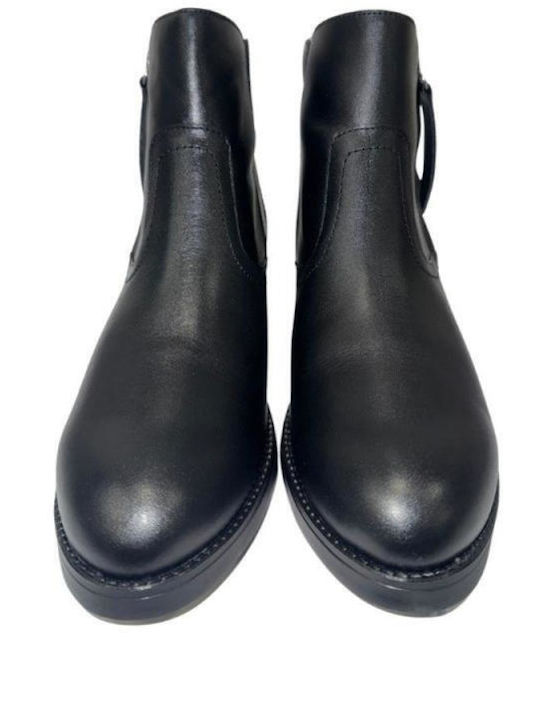 Leder Stiefeletten Damen Schwarz