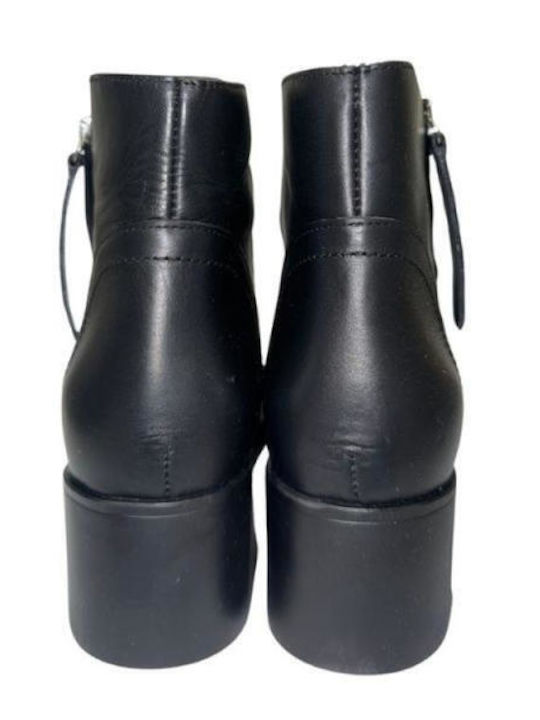 Leder Stiefeletten Damen Schwarz