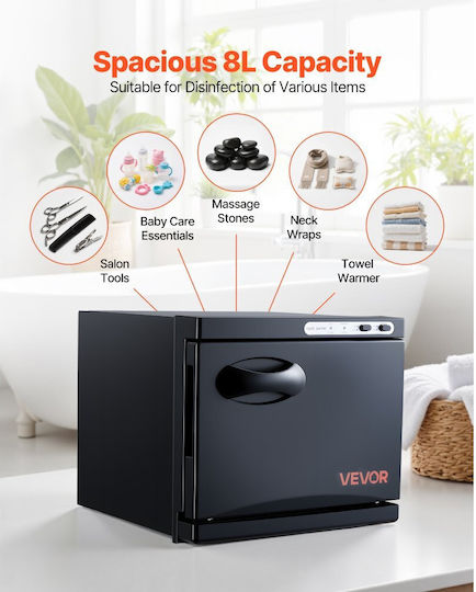 Hot Towel Warmer Vevor Small Towel Warmer Cabinet 8l Clip & Stainless Steel Rack Holds Up to 12 Towels Portable Heating Cabinet Spa Barber Manicure Massage Salon Black