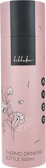Kikka Boo Kids Water Bottle Thermos Stainless Steel Non Spill Pink 500ml