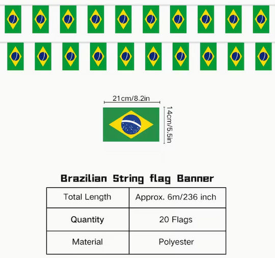 Steag Brazilia Ghirlandă 6 Metri 20 Bucăți