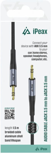 iPEAX 3.5mm Jack Audio Cable 3.5mm Male - 3.5mm Male Black 1.5m With Gold Plated Terminals