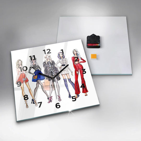 Tulup Kids Wall Clock Modern Girls Glass 30x30cm