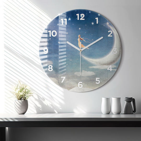 Tulup Kids Wall Clock Little Moons Glass