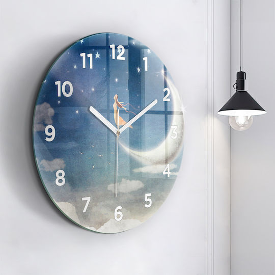 Tulup Kids Wall Clock Little Moons Glass