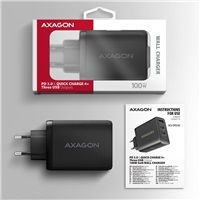 Axagon Charger Without Cable GaN with USB-A Port and 2 USB-C Ports 100W Power Delivery / Quick Charge 3.0 Blacks (ACU-DPQ100)