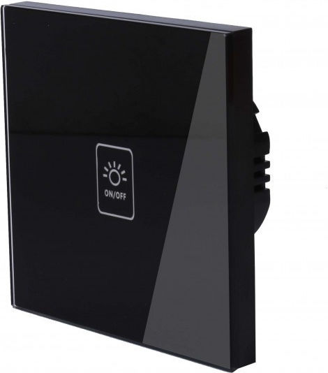 Techstar Tg02 Touch Switch Tempered Glass Modern Design Led Lighting Single Phase Black