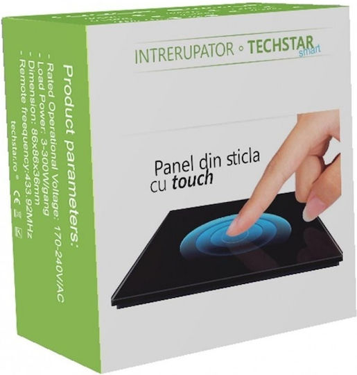 Techstar Touch Switch Tempered Glass Modern Design Led Lighting 2 Phases Black