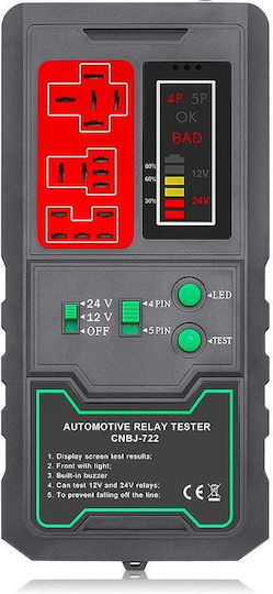 Techstar Cnbj-722 Tester Detector Wireless Releu Auto 12v/24v Compatibil cu Relee 4 5 Pini Afișaj Digital Led Integrat