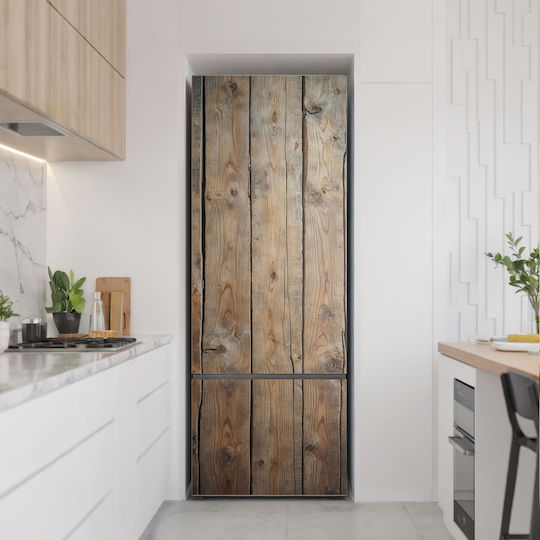 Magnetic Refrigerator Cover Aesthetic Finish Wooden Planks Vertical 70x190 Cm