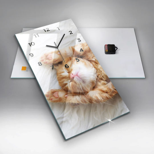 Tulup Тих режим Стенен часовник Стъкло Жълт 30x60см