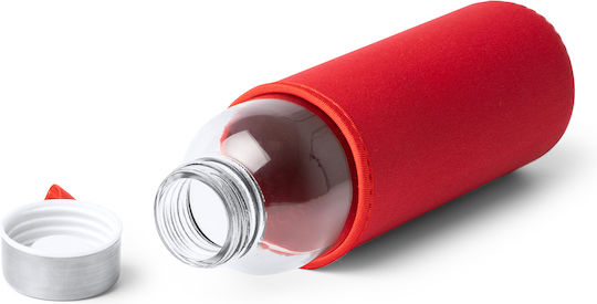 Camu Water Bottle Glass with Screw Lid Red 500ml
