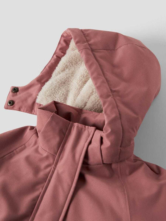 Waterproof Kids' Casual Jacket Long Windproof with Lining & Hood Withered Rose