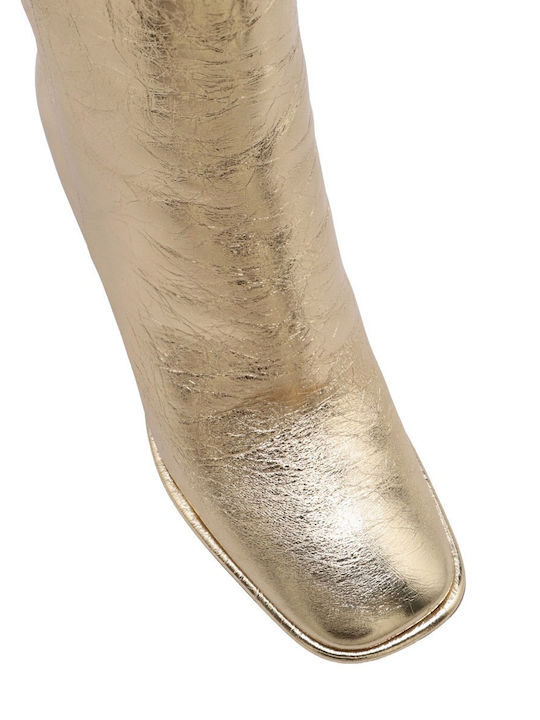 Leather Women's Ankle Boots Gold