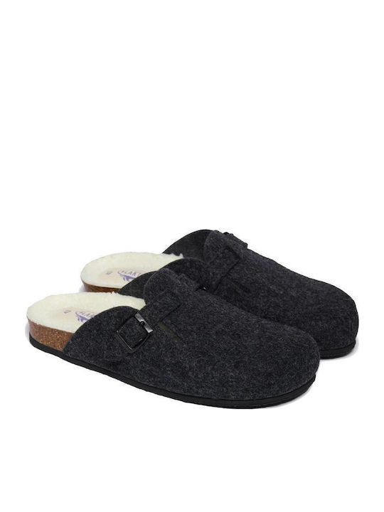 Anatomical Women's Slippers with Fur Gray
