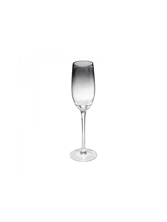 Secret de Gourmet Sauvage Set de pahare de sampanie / Vin alb din Sticlă în Culoarea Negru Cu picior 180ml 6buc