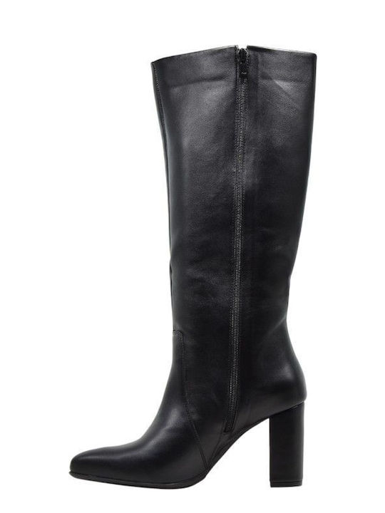 Γυναικείες Μπότες Black Smooth Leather