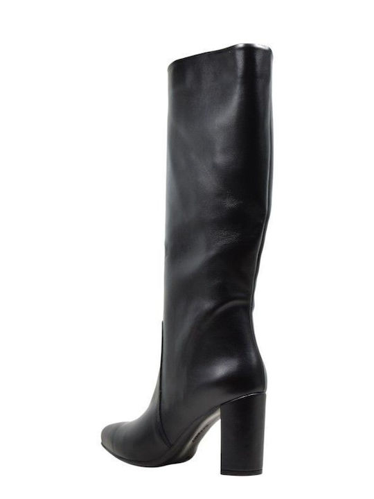 Γυναικείες Μπότες Black Smooth Leather