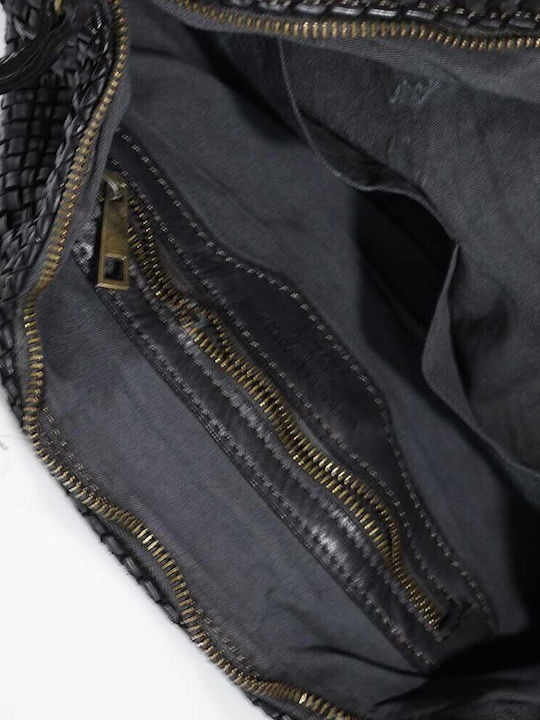 Leder Damentasche Schultertasche Schwarz