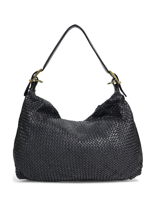 Leder Damentasche Schultertasche Schwarz
