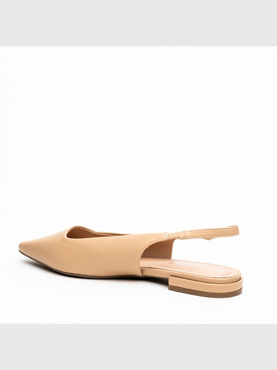 Γυναικείες Μπαλαρίνες Slingback με Λουράκι σε Μπεζ Χρώμα
