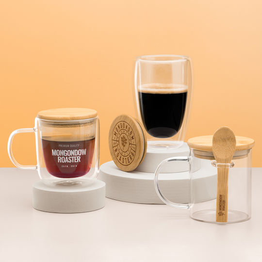 Indal Becher Glas mit Deckel Transparent 280ml