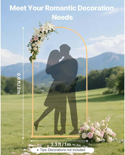 Vevor Arch Base 2 X 1 M Fixed Structure Easy Assembly 1 Piece Gold Metal Arch Base Wedding Party Birthday Graduation Celebration Ceremony Decoration