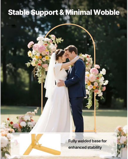 Vevor Arch Base 2 X 1 M Fixed Structure Easy Assembly 1 Piece Gold Metal Arch Base Wedding Party Birthday Graduation Celebration Ceremony Decoration