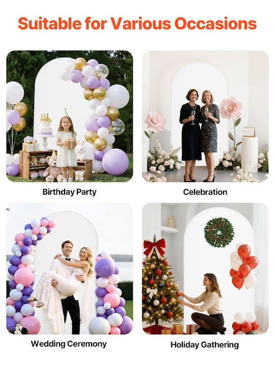 Vevor Arch Base 2.2 X 1.2 M Fixed Structure Easy Assembly 1 Piece Gold Metal Arch Base Cover Wedding Decoration Party Birthday Celebration Events Ceremonies