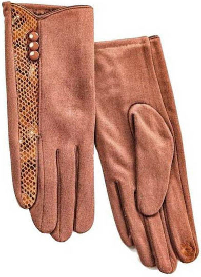 Frauen Set mit Beanie Gestrickt in Braun Farbe