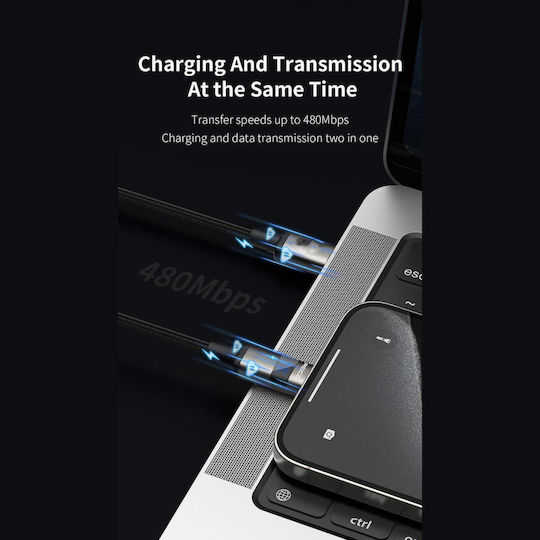 Recci LED USB-C to Lightning Cable 27W Black 1.5m (RS32CL)