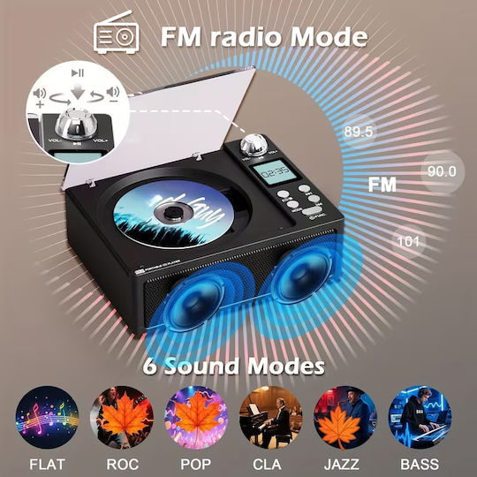 Sistem Audio Portabil Cu CD Bluetooth Radio USB Negru