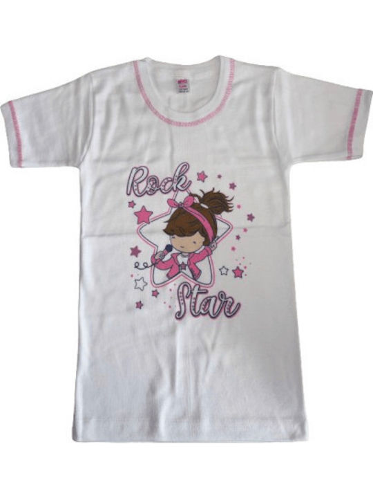 Biyo Set of Kids' Undershirts Short-sleeved White 3pcs