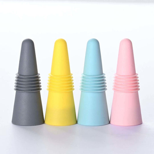 Set 4 Dopuri Reutilizabile din Silicon Flippy Sticle Vin Băuturi Multicolore